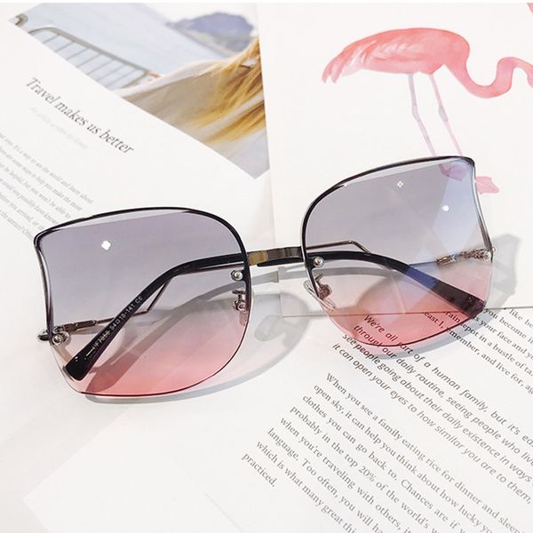 

sunglasses crystal cutting women's special square glasses big cat eye sun for female gradient shades uv400, White;black