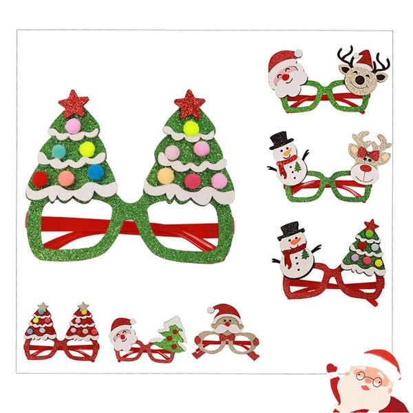 

fashion sunglasses frames 7pc merry christmas glasses santa snowman xmas tree frameless kids spectacle frame pography props, Black