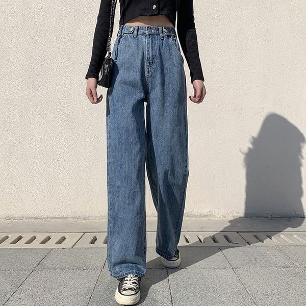 

jeans high waist clothing wide leg denim clothes blue streetwear retro quality harajuku straight pants 2020 women