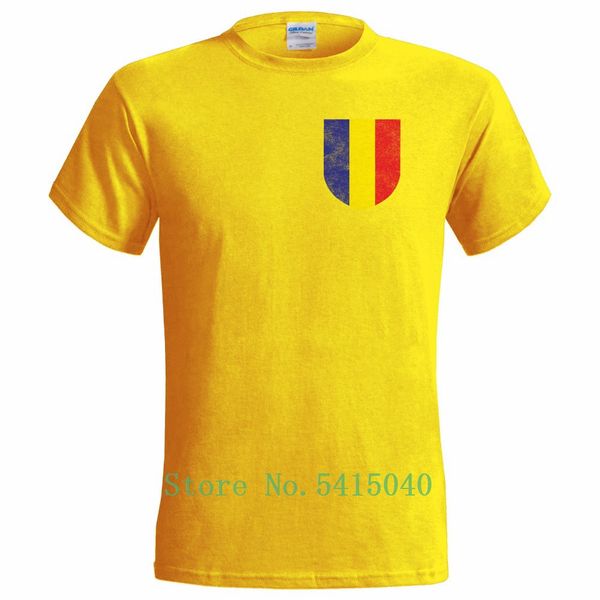 

romania football inspired pocket badge distressed look mens t shirt euros footy 2020 new mens summer homme make your own tshirt