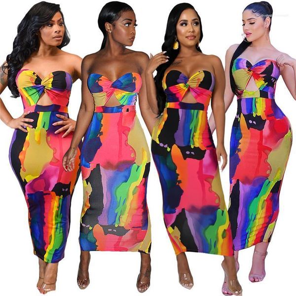 

tie dye dresses patchwork gorgeous womens clothing womens designer pub dresses hollow out slim maxi wrapped chest, White;black