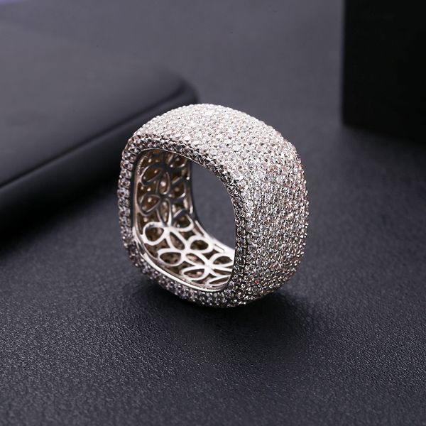 

Rulalei Sparkling Luxury Jewelry 925 Sterling Silver Pave White Sapphire CZ Diamond Eternity Women Wedding Bridal Ring For Lovers' Gift