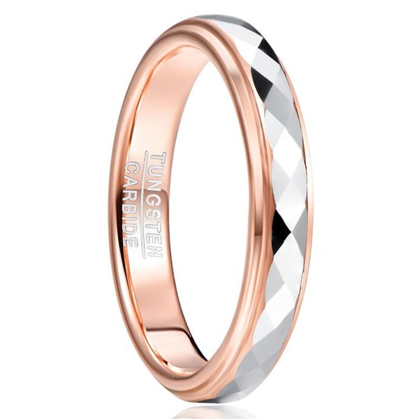 

wedding rings rhombus high polish inner rose gold man ring tungsten carbide for women men couple, Slivery;golden