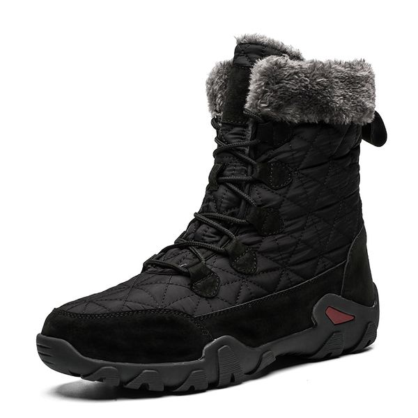 

botas mens winter snow boots large size 38-47 waterproof ankle booties shoes man male sneakers zapatos de hombre, Black