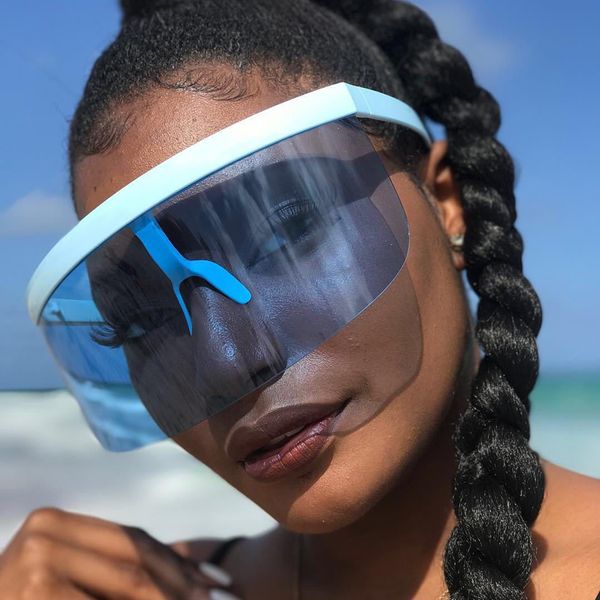 

sunglasses 2021 fashion women men brand design goggle sun glasses big frame shield visor windproof uv400, White;black