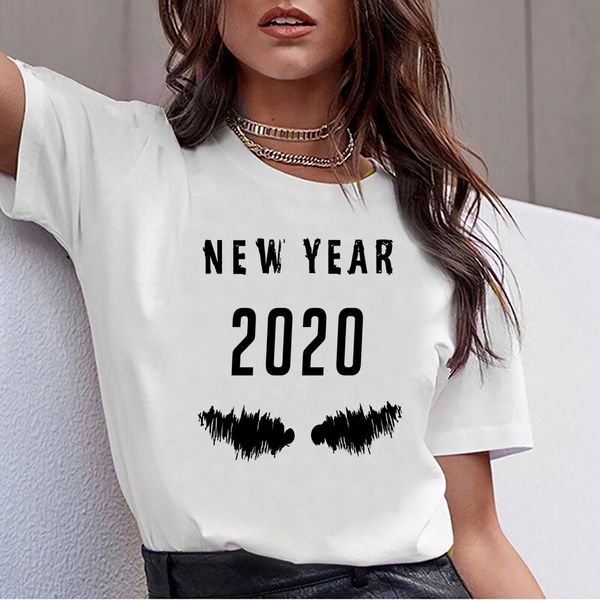 

t shirt women new years day 2020 comic inscriptions short female tshirt