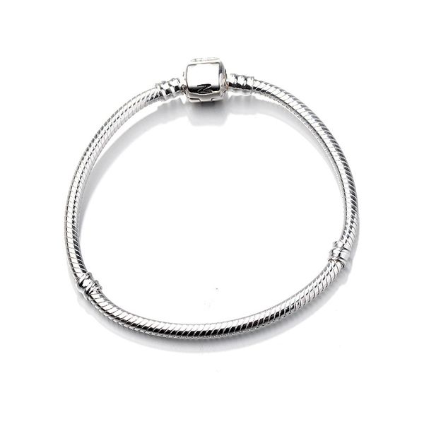 

2pcs drop shipping silver plated bracelets women snake chain charm beads for pandora beads bracelet children gift, Golden;silver