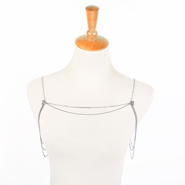 

2020 vintage silver color exquisite crystal shoulder necklace for women gifts brides body fashion jewelry