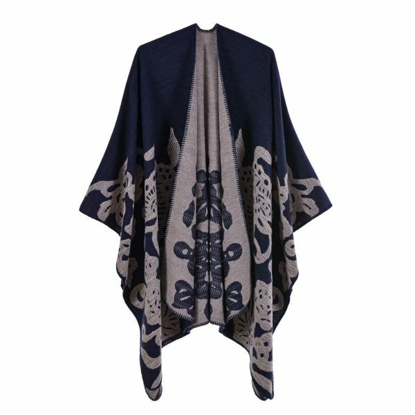 

2020 new cashmere winter warm ponchos and capes for women foulard femme shawls and wraps female bufanda hijab bandana, Blue;gray