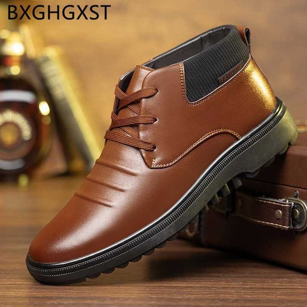 

winter shoes men boots genuine leather shoes men snow boots italian brand casual ankle designer zapatos hombre, Black