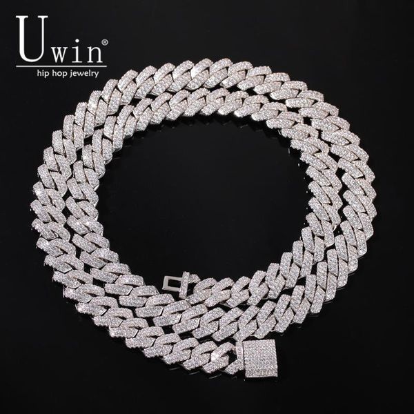 

uwin prong 13mm cuban chain micro pave cubic zircon mixed bling bling full iced out charms hiphop jewelry, Silver