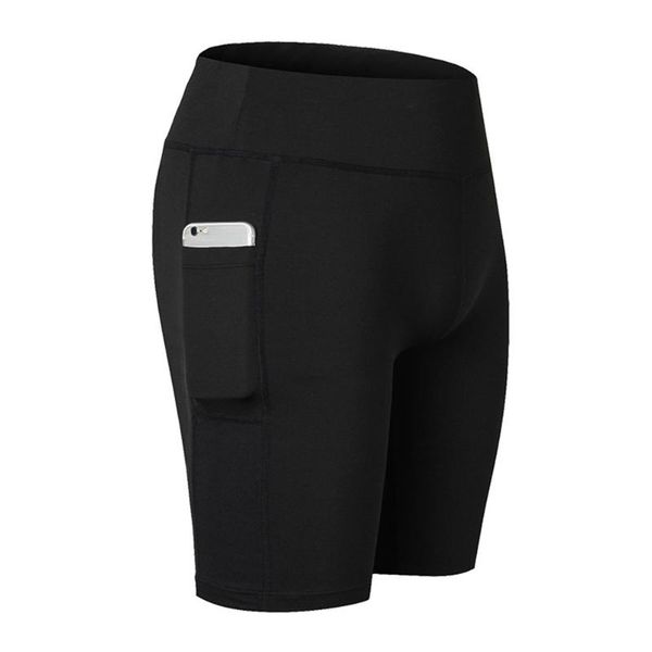 

women side pocket quick dry running shorts fashion breathable compression sweatproof fitness yoga exercise gym elastic cycling, Black;blue