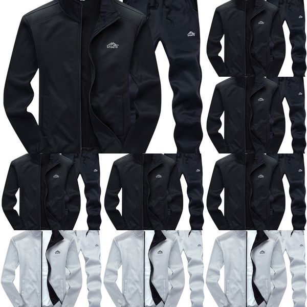 

2020 youth sports men's embroidered sweater fit stand collar solid color suit sweater sweatermen's spring and autumn long sleeve c, Black