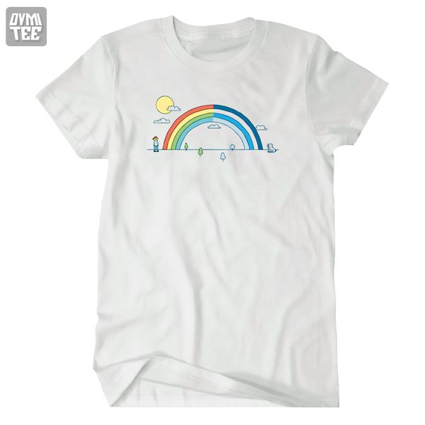 

100% cotton funny pet doggy rainbow 's t-shirts short sleeve men cute jersey 100% cotton gift
