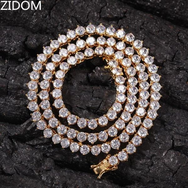 

men/women hip hop iced out bling tennis chain necklace zircon 4mm tennis chains necklaces hiphop fashion jewelry gifts, Silver