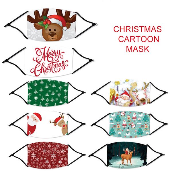 

christmas santa claus elk digital printing face mask washable with filter element mask holiday party masks dropshipping m6501