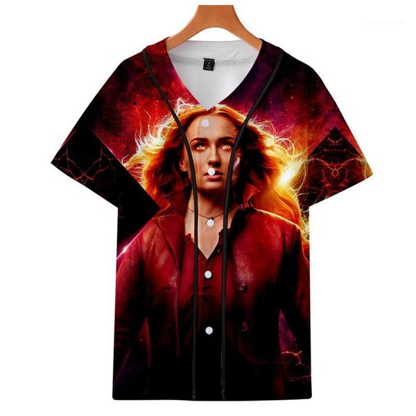 

print mens cardigan summer designer o neck button short sleeve hoodies thin baseball clothing marvel character 3d, Black