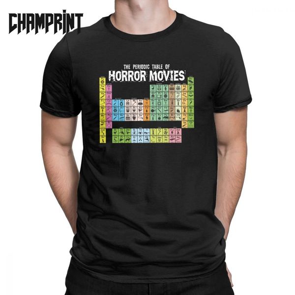 

men's t-shirt periodic table of horror movies funny cotton tee shirt short sleeve scary geek nerd t shirts crew neck clothing