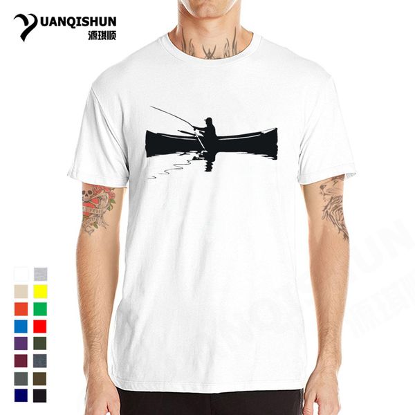 

a man fishings on a boat 2018 new men's brand t shirt pure cotton short sleeve tee casual fish t-shirt unisex