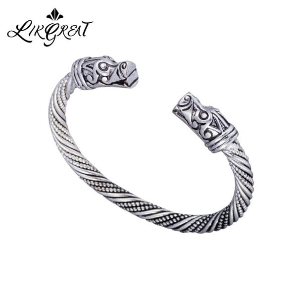 

likgreat ancient animal head bangles male vintage viking adjustable wristband bracelets fashion accessories gift, Black