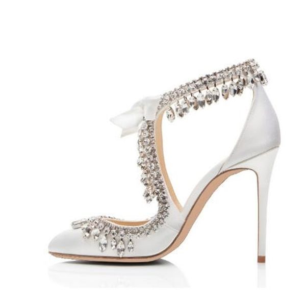 

crystal women shoes cut out tie up stiletto high heel cover heel pumps bride ladies shoes pointed toe summer sandals, Black