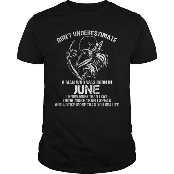 

don't underestimate a man who was born in june men's t-shirt
