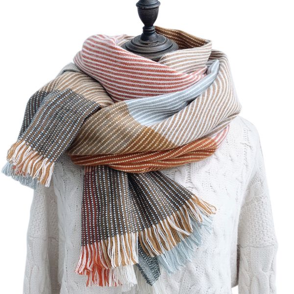 

scarves 2021 cashmere winter outdoor long scarf for women shawls head wraps girls poncho ski bandanas 75x210cm, Blue;gray