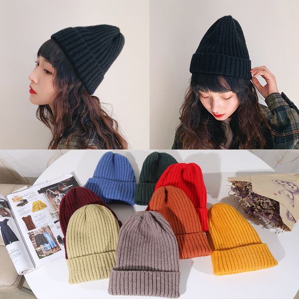 

wool cap solid color winter hat women soft warm knitted hat beanie elegant casual lady beanies wholesale, Blue;gray