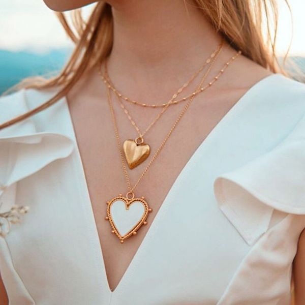 

2020 new red white black enamel star pattern gold coin necklace for women ladies heart pendant necklaces jewelry accessories, Silver