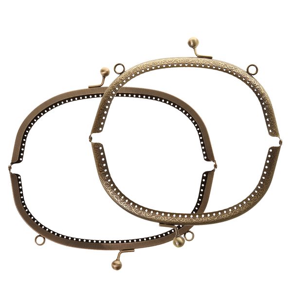 

16.5/20cm vintage metal frame kiss clasp lock arch with handle for handbag purse bags, Black