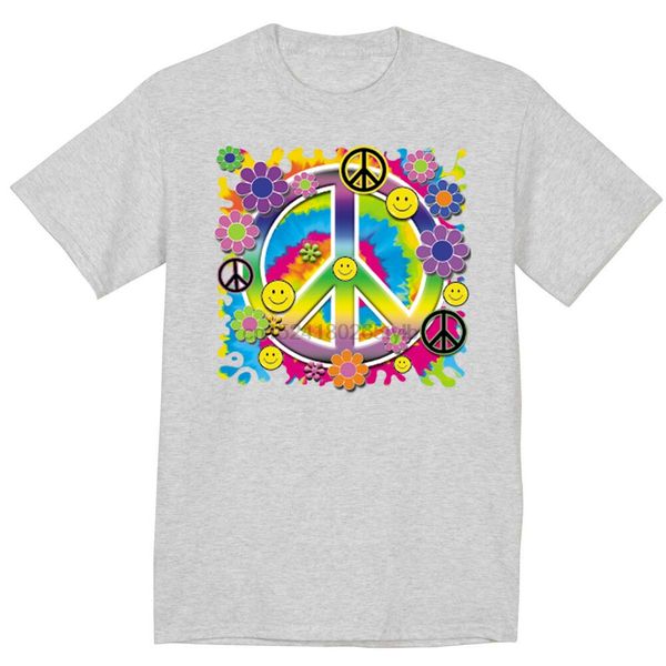 

big and tall t-shirt for men hippie peace sign flower child tall tee shirt men