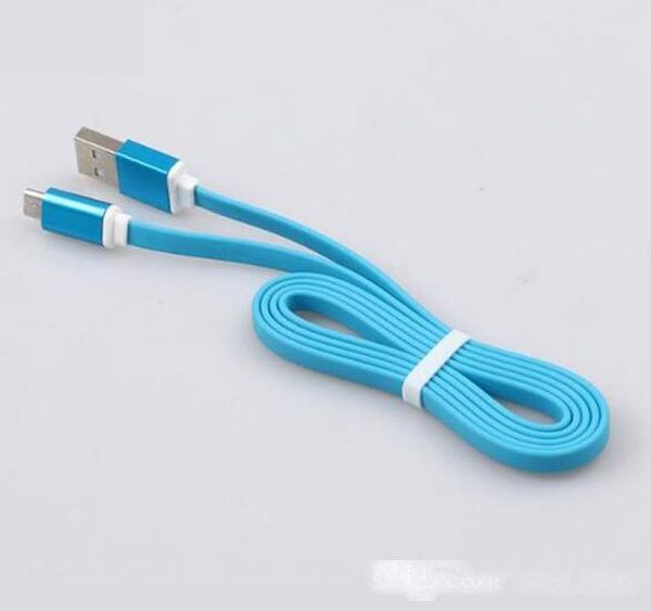 

2019 1m 3ft 2a flat noodel micro usb cable charging adapter soft metal head cable for android smartphone-black