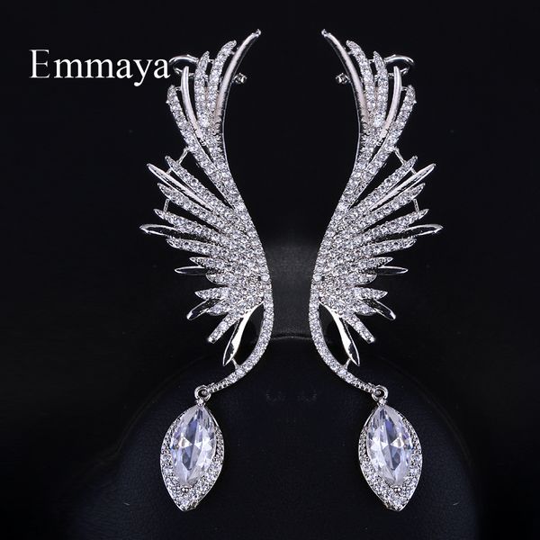 

stud emmaya trendy bride wedding earrings angel drop cubic zirconia white green color for women girls gifts party, Golden;silver