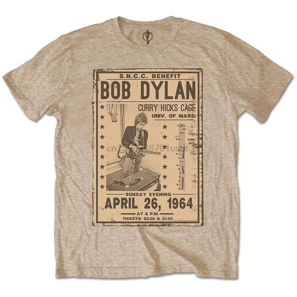 

bob dylan concert flyer official mens sand t-shirt