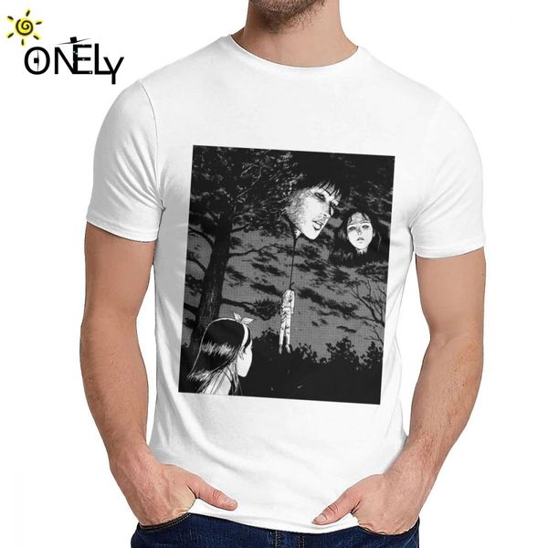 

soft junji ito floating heads t shirt for man harajuku leisure fashion o-neck homme tee shirt