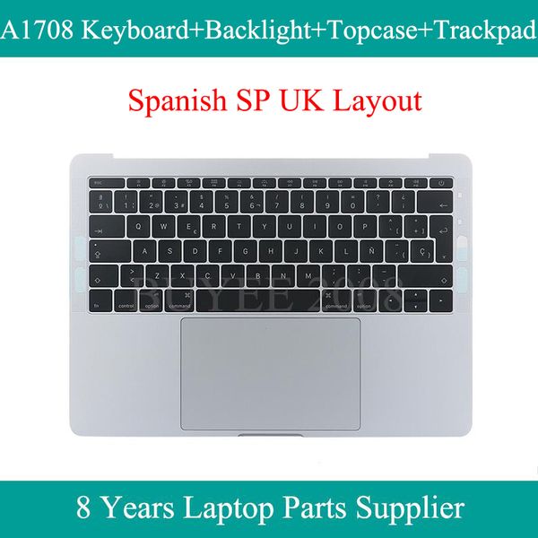 

lapreplacement keyboards palm rest sp eu a1708 keyboard for pro spanish backlight ase touchpad trackpad grey silver