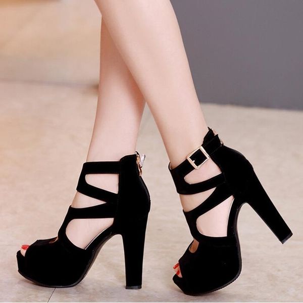 

summer european and american super high heel shoes fish rome black women sandals y200620