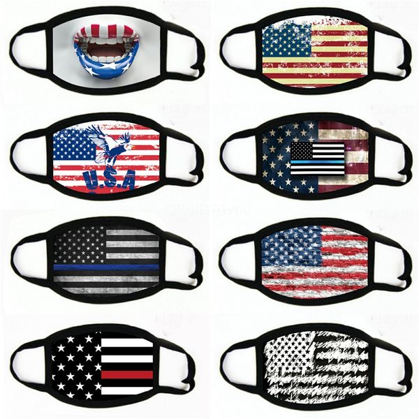 

взрослые маски adjust cotton dust proof трехслойный американский флаг маску сша маски для лица face shield моющихся # 900, Black