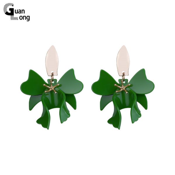 

guanlong trendy new fashion flower resin earrings for women big long metal dangling acrylic earring elegant for gifts jewelry, Silver