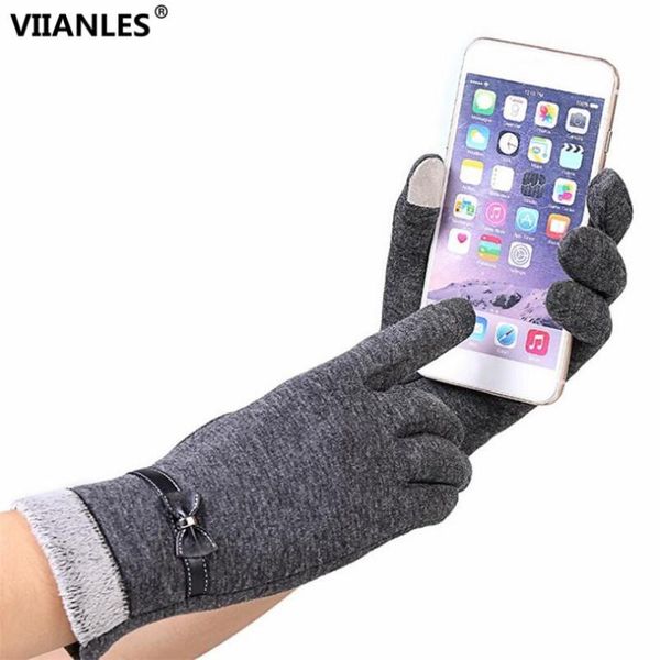

viianles full finger glove for women winter touched screen gloves warmer soft cashmere mittens wrist girls warm mitten, Blue;gray
