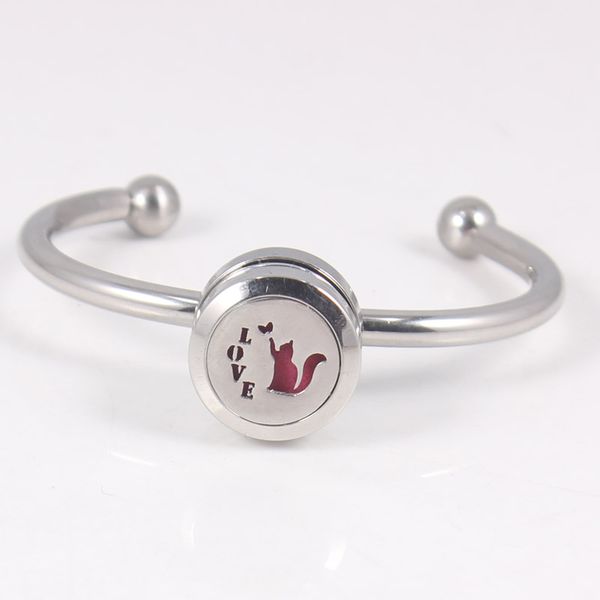 

bangle drop design stainless steel 20mm heart perfume locket bracelet 18mm essential oil diffuser snap button, Black