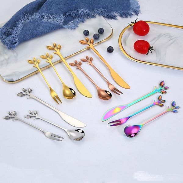 

originality stainless steel creative forest style cutlery set dessert fruit cutlery exquisite gift tree cutlery spoon t3i5423