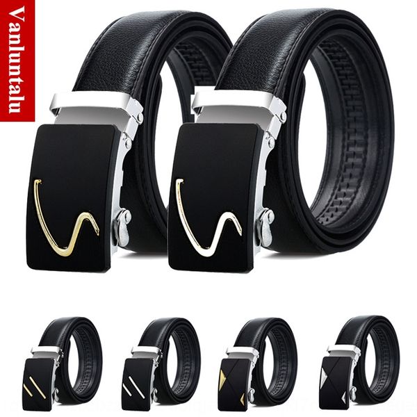 

automatic litchi pattern automatic men's black imitation leather men's casual belt new gun black belt vsrwy, Black;brown