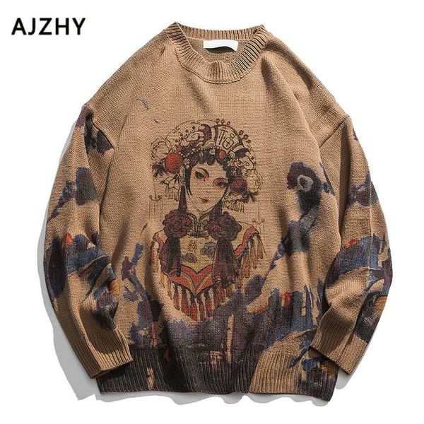 

men sweaters casual cartoon cotton warm autumn winter cartoon harajuku vintage hip hop streetwear sweater men long sleeve, White;black