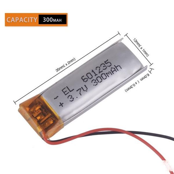 

rechargeable batteries 3.7v 300mah rechargeable battery 601235 lithium polymer li-po ion for diy mp3 gps psp bluetooth headphone headset