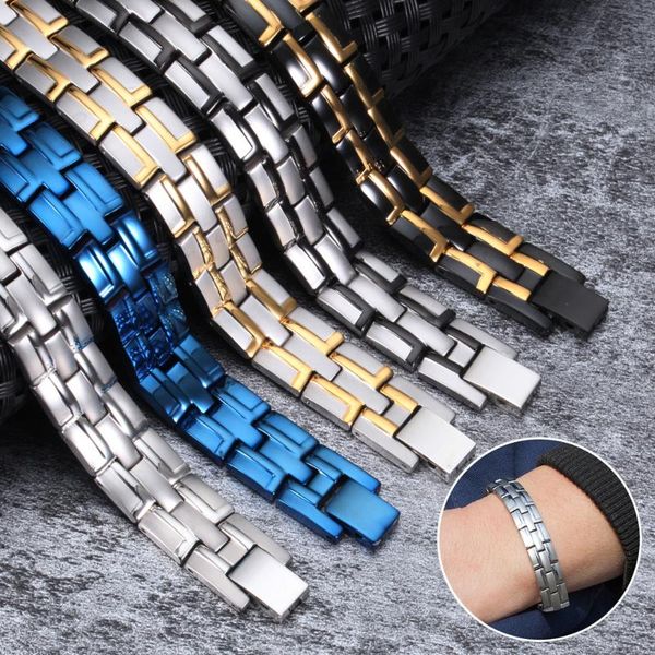 

health magnetic bracelet male stainless steel wrist band magnetic bracelet men hand chain energy germanium bracelets for men, Black