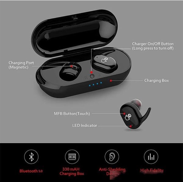 

tws-4 5.0 mini bluetooth earphone sports wireless earbuds with super bass touch control headphones for smartphones