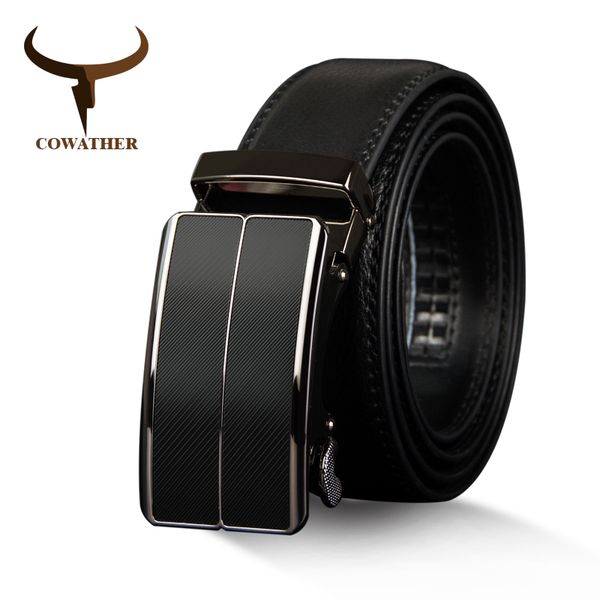 

cowather new arrival cow genuine leather men's belt cowhide strap for male automatic buckle belts for men alloy buckle belts, Black;brown