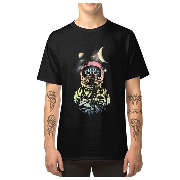 

retro мужская верхняя одежда тис catstronaut 3d printed t shirt cat astronaut 100% хлопка с коротким рукавом тенниска o-neck одежда dropship