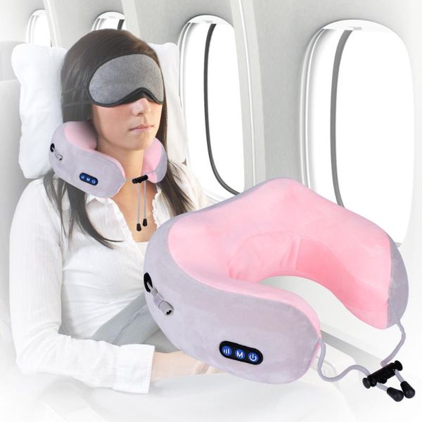 

u shaped massage pillow rechargeable foam neck pillow cervical vertebra kneading vibration massage healthcare travel